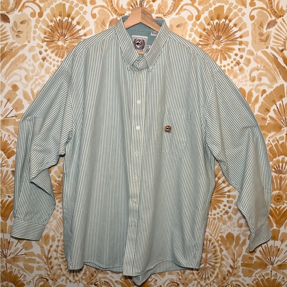 Cinch Other - Cinch Button-Down Men’s Stripe Shirt Green/White XXL Classic Western 100% Cotton